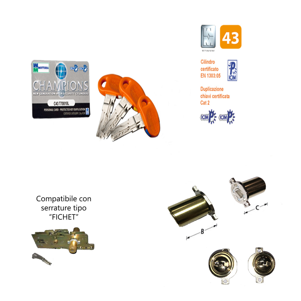 Cilindro Mottura Champions C43 VERSIONE PER SERRATURE FICHET