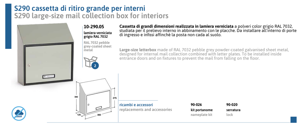 Silmec S290 cassetta di ritiro grande per interni