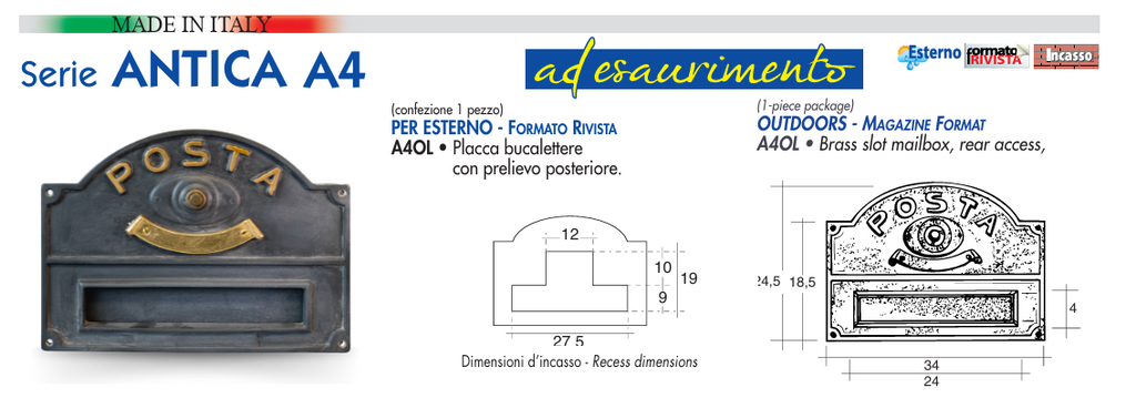 Alubox Buca Lettere Antica A4