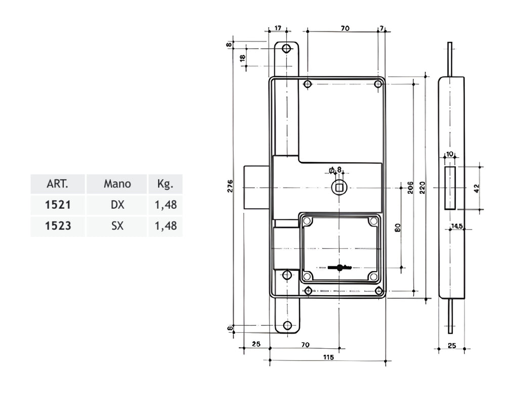 JUWEL 1521-23 SERRATURA TRIPLICE DOPPIA MAPPA PER CASSEFORTI